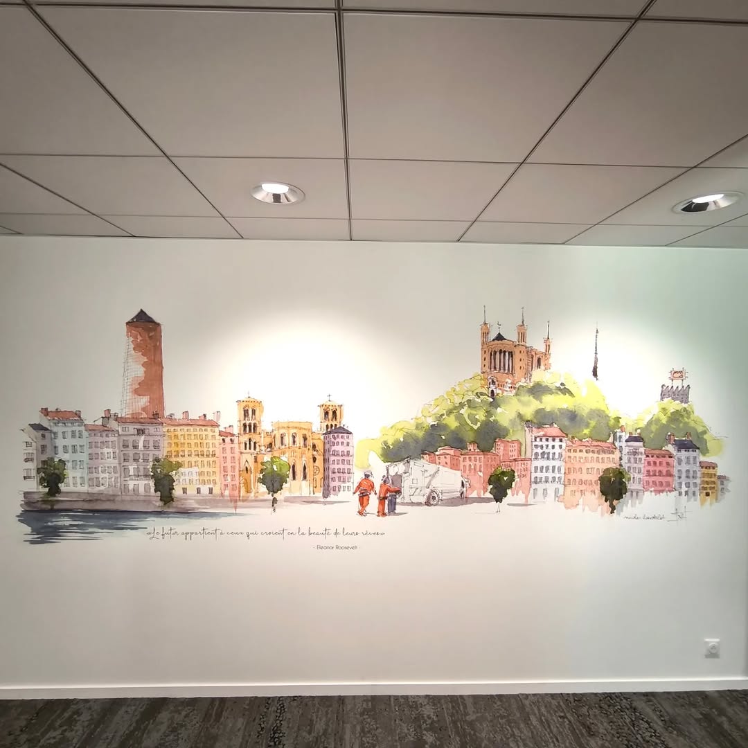 Impression numérique sur mur de bureau professionnel pour entreprise